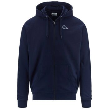 Felpa blu full-zip con cappuccio da uomo Kappa Logo Jackus Slim, Abbigliamento Sport, SKU a721000203, Immagine 0